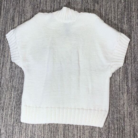 Unbranded Womens Small Hand Knitted Cable Design Sweater White Short‎ Sleeve - Picture 4 of 4